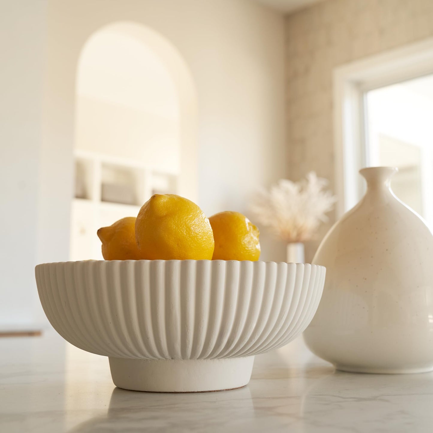 Aesthetic Concrete Fruit Bowl - Modern Bowl for Home and Kitchen Counter Decor - Handcrafted Decorative Bowls