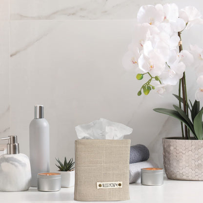 Stylish Tissue Box Cover - This Linen Holder Instantly Covers Your Square Tissue Boxes - The Perfect Cube Cover for Your Bathroom and Home