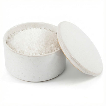 KIBAGA Aesthetic Salt Cellar Container with Lid - The Perfect Salt Bowl Box for Your Countertop - Beautiful Spice Jar and Holder for Dining Table