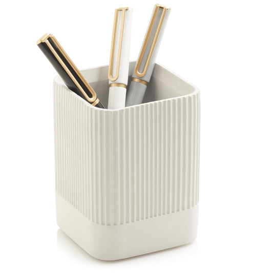 Aesthetic Pen Holder for Desk - Modern Concrete Pencil Holder - Cute and Functional Desk Organizer for Office Supplies - Stylish Office Decor Pen Cup