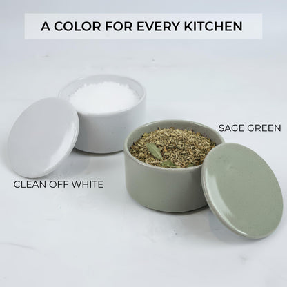 KIBAGA Aesthetic Salt Cellar Container with Lid - The Perfect Salt Bowl Box for Your Countertop - Beautiful Spice Jar and Holder for Dining Table
