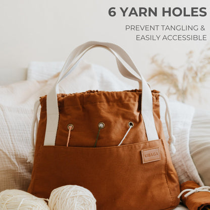 Stylish Crochet Yarn Bag - Modern Knitting Bag To Organize Your Crocheting Accessories, Needles, Hooks and Supplies - Convenient Yarn Holder Bags Perfect As Gifts