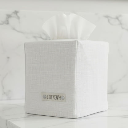 Stylish Tissue Box Cover - This Linen Holder Instantly Covers Your Square Tissue Boxes - The Perfect Cube Cover for Your Bathroom and Home
