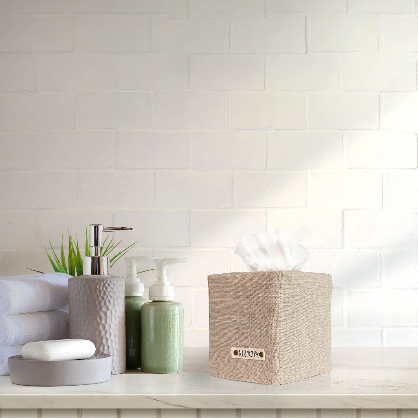 Stylish Tissue Box Cover - This Linen Holder Instantly Covers Your Square Tissue Boxes - The Perfect Cube Cover for Your Bathroom and Home