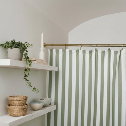 Beautiful Striped Boho Shower Curtain for Your Bathroom - Stylish 72”x72” Sage Green Curtain That Fits Perfectly with Any Bath Decor - Modern & Elegant, Ideal for Brightening Up Your Bathroom at Home