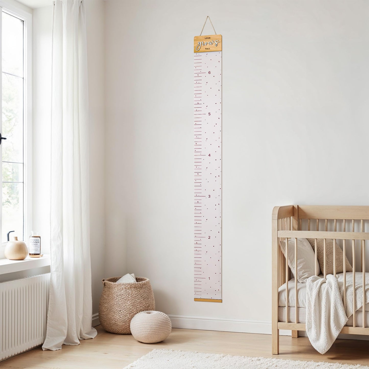 Beautiful Wall Hanging Growth Chart for Kids - The Perfect Height Measurement Chart to Track Your Kids Growth - Modern Nursery Or Playroom Wall Decor