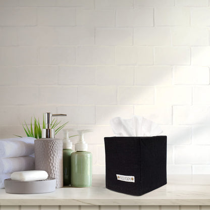 Stylish Tissue Box Cover - This Linen Holder Instantly Covers Your Square Tissue Boxes - The Perfect Cube Cover for Your Bathroom and Home