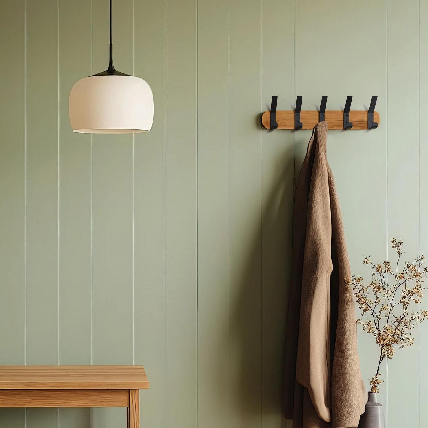Decorative Coat Hooks For Wall Mount Set of 5 - Stylish and Sturdy Black Metal Double Hooks Are Perfect To Hang Your Jackets, Towels Or Hats - A Modern Addition To Any Farmhouse or Minimal Home Decor