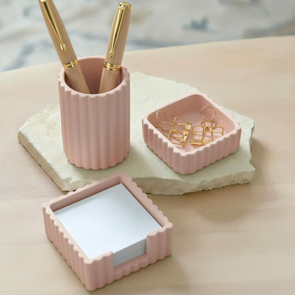Modern Aesthetic Desk Accessories Set of 3 - Stylish Concrete Organizers for Pens & Office Supplies - A Cute and Functional Addition to Your Workspace Decor