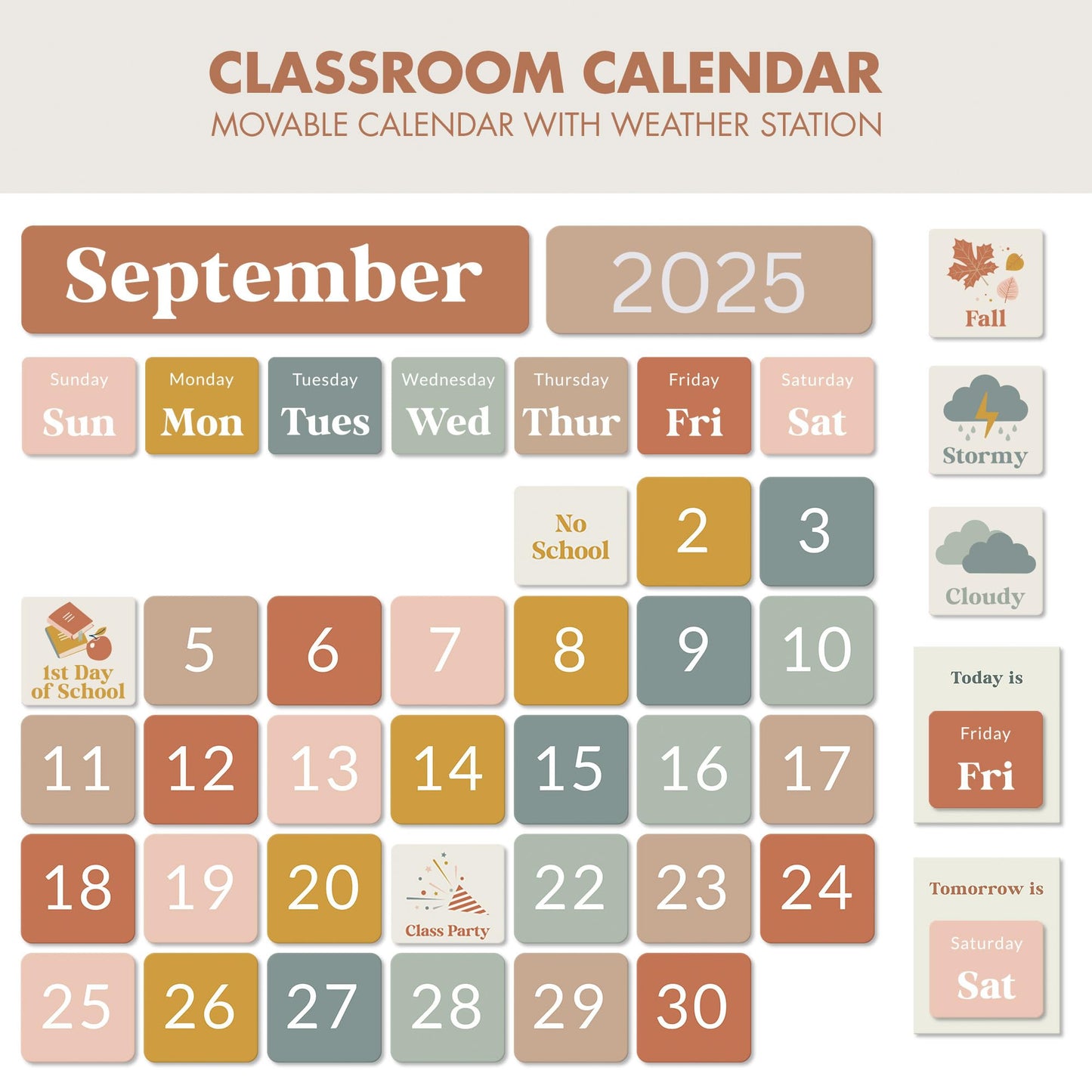 The Ultimate Classroom Calendar Pocket Chart for Kids - Beautiful Calendar with Educational Cards for Easy Learning - Fun Boho Classroom/Teacher Must Have Supplies That Fits Nicely w/Any School Decor