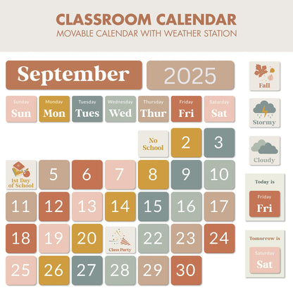 The Ultimate Classroom Calendar Pocket Chart for Kids - Beautiful Calendar with Educational Cards for Easy Learning - Fun Boho Classroom/Teacher Must Have Supplies That Fits Nicely w/Any School Decor