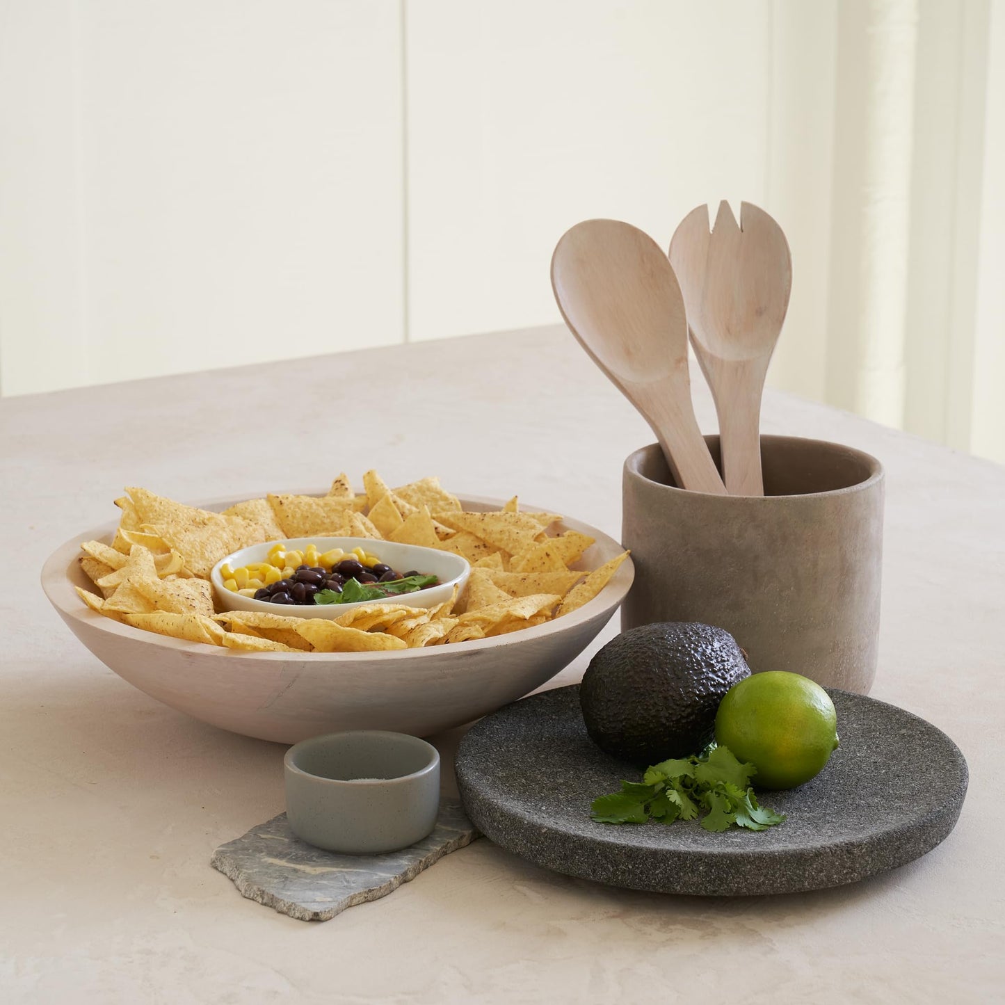 Beautiful Salad Bowls, Wooden Salad Bowls Set, Large Beech Wood Serving Bowl for Fruits & Salad with Serving Utensils