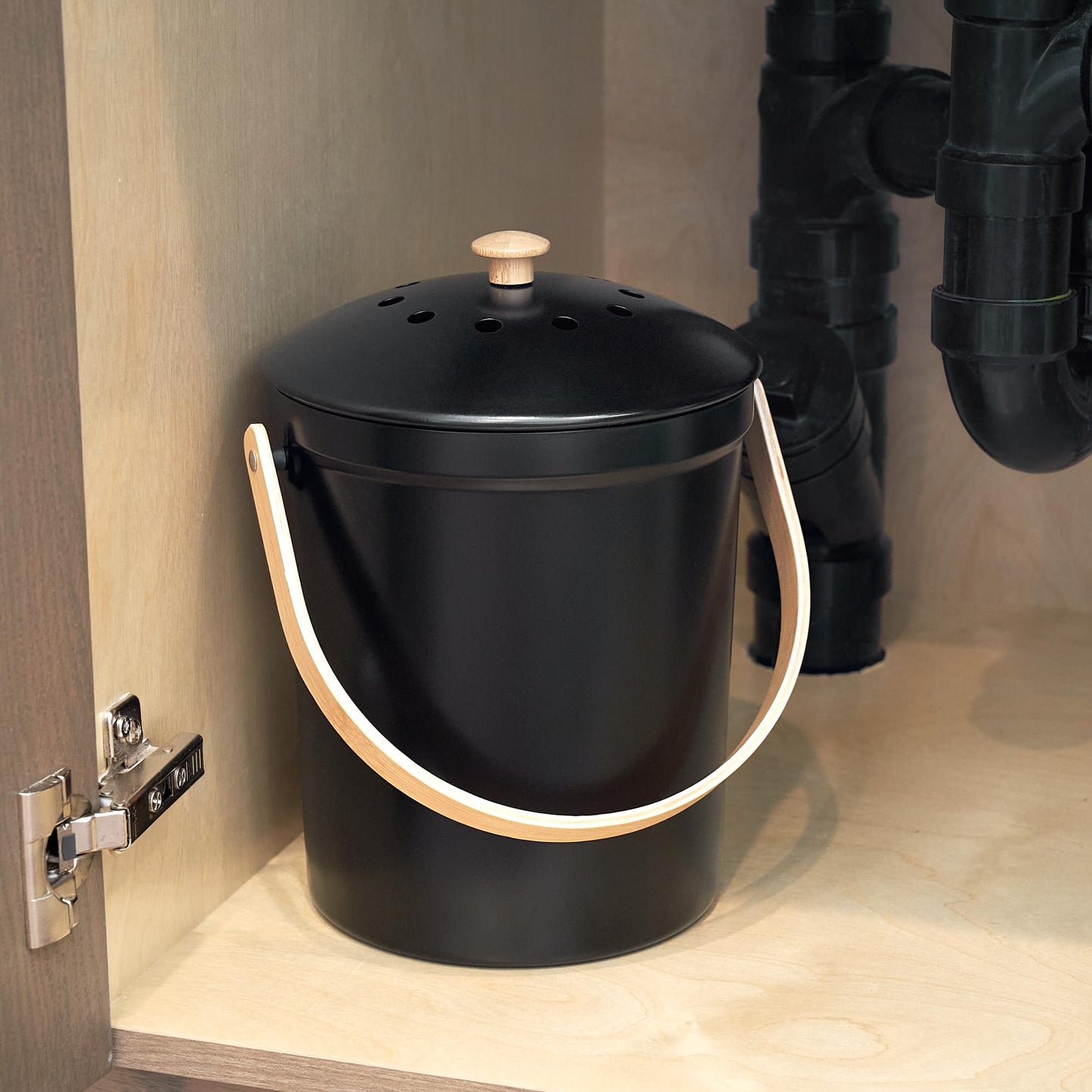 Aesthetic Compost Bin For Kitchen Countertop - Sturdy Indoor Food Waste Recycle Bin With Lid - The Perfect Stylish 1.1 Gallon Rust Free Compost Kanister