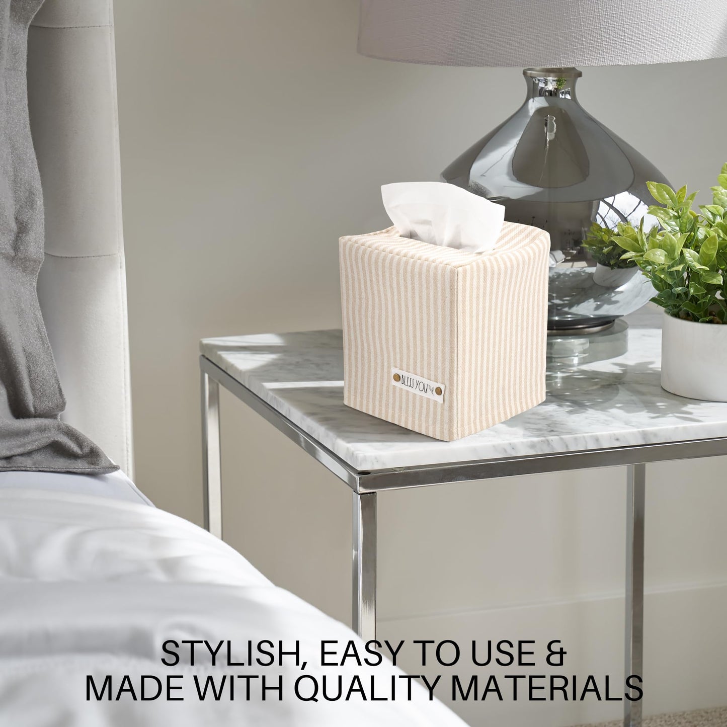 Stylish Tissue Box Cover - This Linen Holder Instantly Covers Your Square Tissue Boxes - The Perfect Cube Cover for Your Bathroom and Home