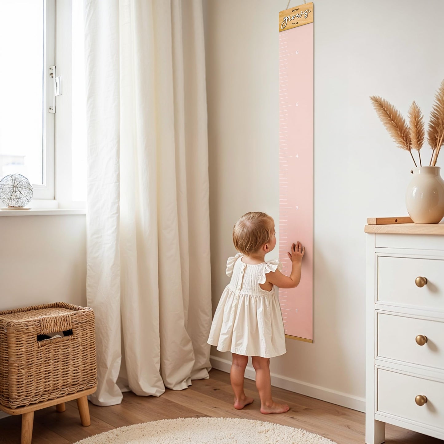 Beautiful Wall Hanging Growth Chart for Kids - The Perfect Height Measurement Chart to Track Your Kids Growth - Modern Nursery Or Playroom Wall Decor
