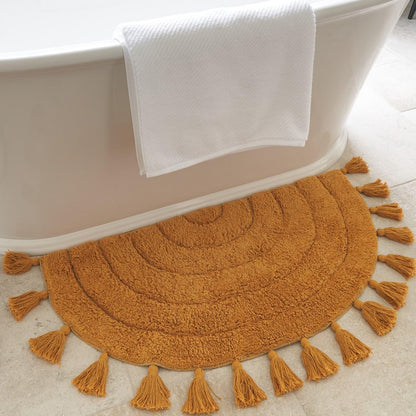 Beautiful Boho Rug for Your Bathroom - A Cute Half Circle Bath Mat That Fits Perfect To Every Bath Decor - Ideal to Brighten Up Your Bohemian Bathroom & Bedroom at Home
