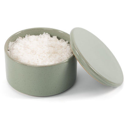 KIBAGA Aesthetic Salt Cellar Container with Lid - The Perfect Salt Bowl Box for Your Countertop - Beautiful Spice Jar and Holder for Dining Table