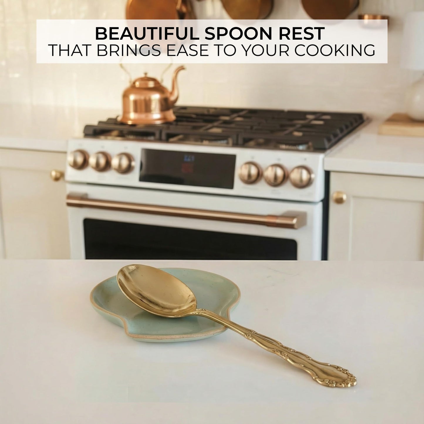 Aesthetic Spoon Rests for Stove Top - Ceramic Cooking Spoon Holder For Kitchen - Beautiful Kitchen Counter Decor