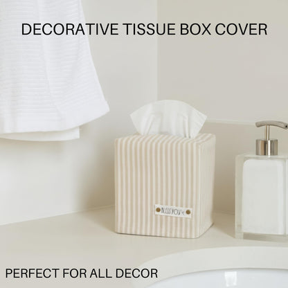 Stylish Tissue Box Cover - This Linen Holder Instantly Covers Your Square Tissue Boxes - The Perfect Cube Cover for Your Bathroom and Home