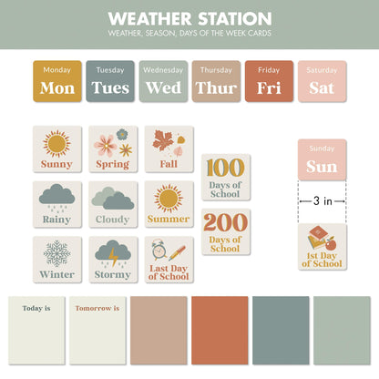 The Ultimate Classroom Calendar Pocket Chart for Kids - Beautiful Calendar with Educational Cards for Easy Learning - Fun Boho Classroom/Teacher Must Have Supplies That Fits Nicely w/Any School Decor