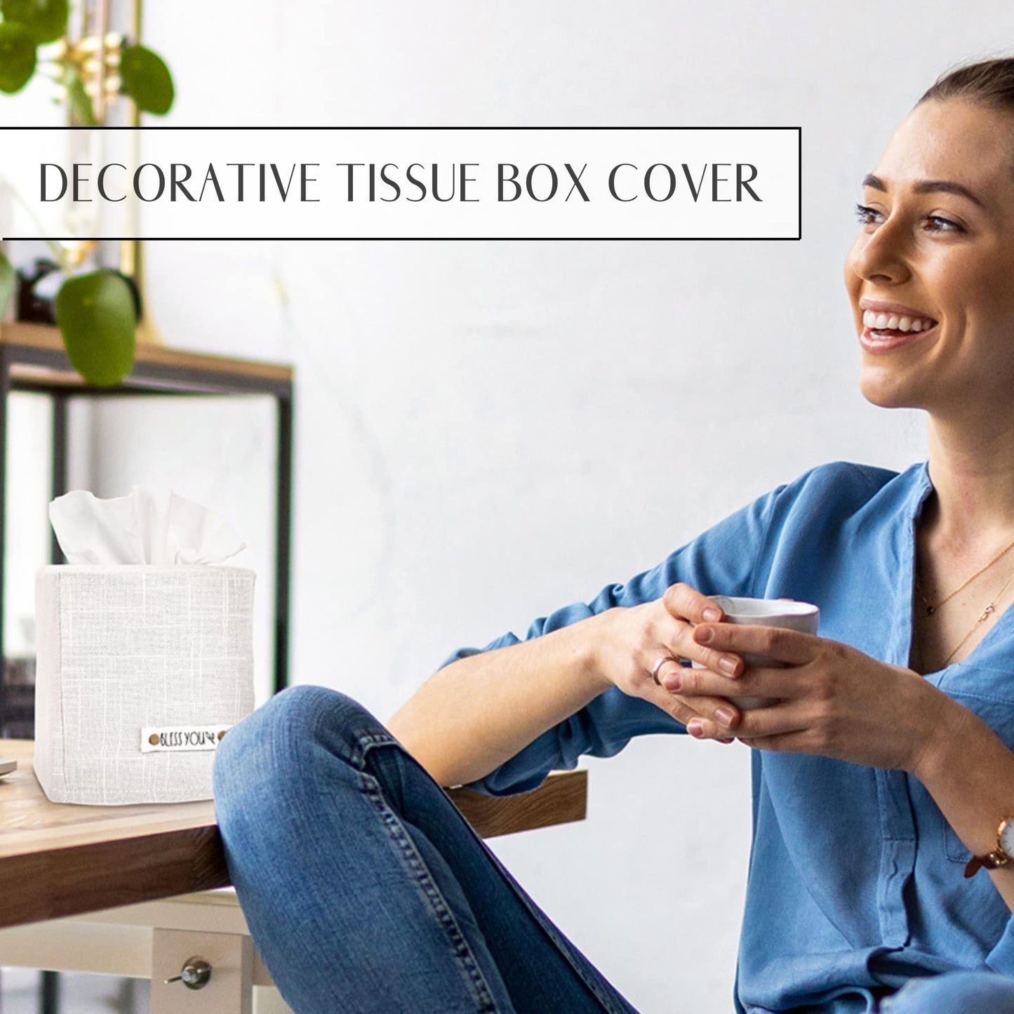 Stylish Tissue Box Cover - This Linen Holder Instantly Covers Your Square Tissue Boxes - The Perfect Cube Cover for Your Bathroom and Home
