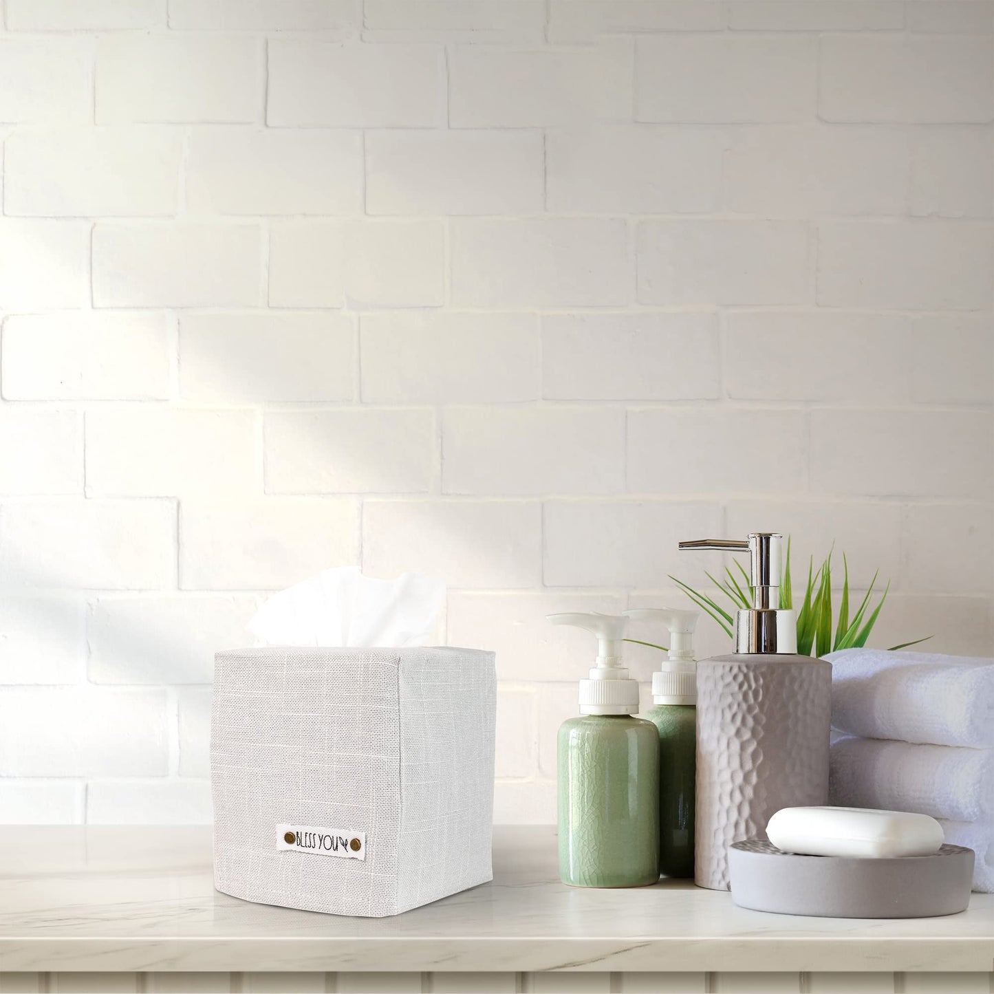 Stylish Tissue Box Cover - This Linen Holder Instantly Covers Your Square Tissue Boxes - The Perfect Cube Cover for Your Bathroom and Home