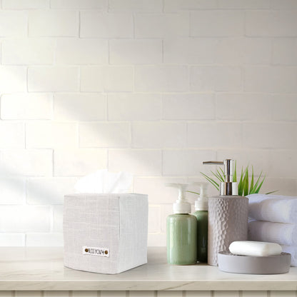 Stylish Tissue Box Cover - This Linen Holder Instantly Covers Your Square Tissue Boxes - The Perfect Cube Cover for Your Bathroom and Home
