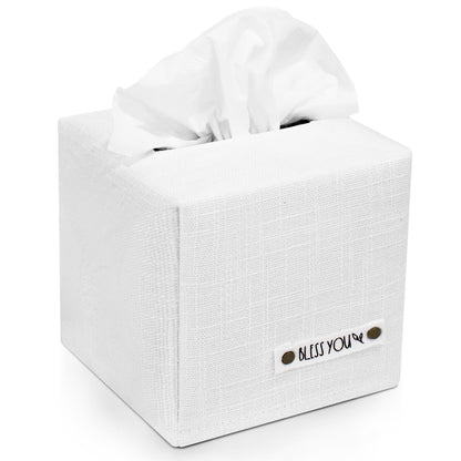 Stylish Tissue Box Cover - This Linen Holder Instantly Covers Your Square Tissue Boxes - The Perfect Cube Cover for Your Bathroom and Home