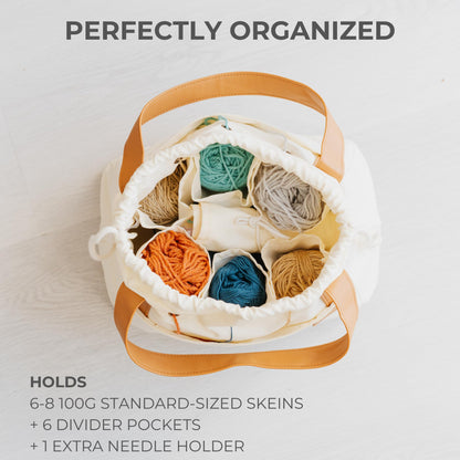 Stylish Crochet Yarn Bag - Modern Knitting Bag To Organize Your Crocheting Accessories, Needles, Hooks and Supplies - Convenient Yarn Holder Bags Perfect As Gifts