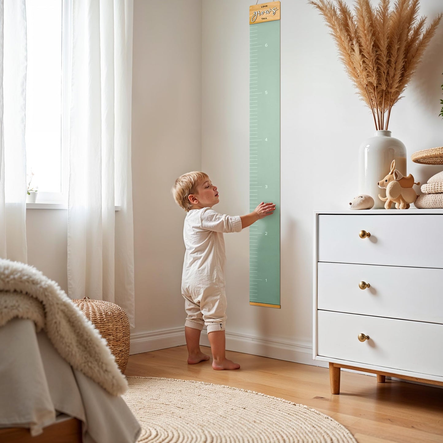 Beautiful Wall Hanging Growth Chart for Kids - The Perfect Height Measurement Chart to Track Your Kids Growth - Modern Nursery Or Playroom Wall Decor