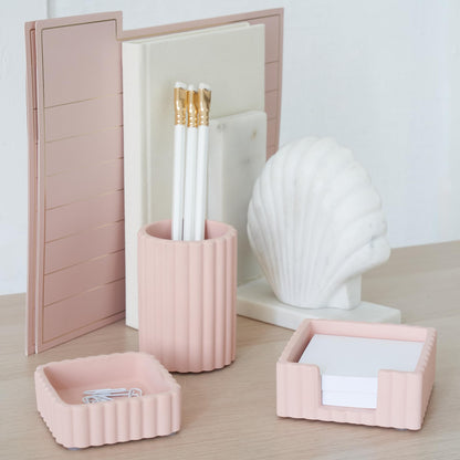 Modern Aesthetic Desk Accessories Set of 3 - Stylish Concrete Organizers for Pens & Office Supplies - A Cute and Functional Addition to Your Workspace Decor
