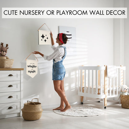 Beautiful Nursery Wall Decor Signs - Set of 2 Cute Designs That Are Perfect for Your Toddlers or Kids Playroom - Quality Canvas Banner Completes Every Boys & Girls Room Decoration