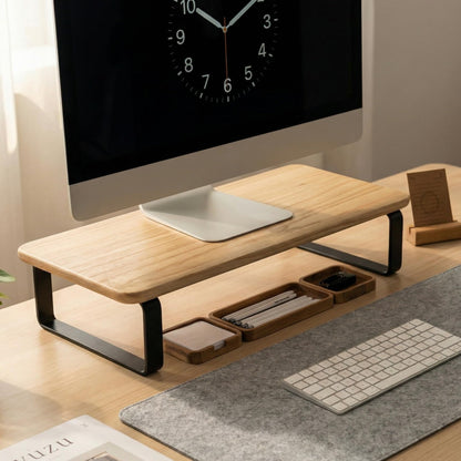 Beautiful Wooden Monitor Stand for Desk - Sturdy Stand Rises Your Monitor to the Perfect Ergonomic Level - Sleek and Functional Computer/Laptop Rack Design Elevates Any Workspace & Maximizes Space