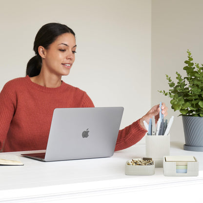 Aesthetic Desk Organizer Set of 3 For Your Office - Sturdy Concrete Desktop Accessories For Women or Men Enhance Any Office Decor - Set incl. Pen Holder, Paperclip Storage and Sticky Note Holder
