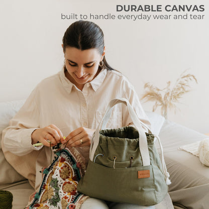 Stylish Crochet Yarn Bag - Modern Knitting Bag To Organize Your Crocheting Accessories, Needles, Hooks and Supplies - Convenient Yarn Holder Bags Perfect As Gifts