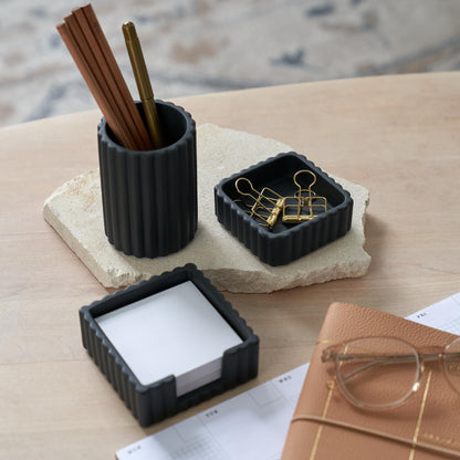 Modern Aesthetic Desk Accessories Set of 3 - Stylish Concrete Organizers for Pens & Office Supplies - A Cute and Functional Addition to Your Workspace Decor