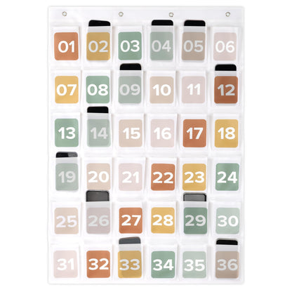 Numbered Hanging Pocket Chart Organizer for Classroom Sundries and Cell Phones – Wall & Door Mountable Storage Solution