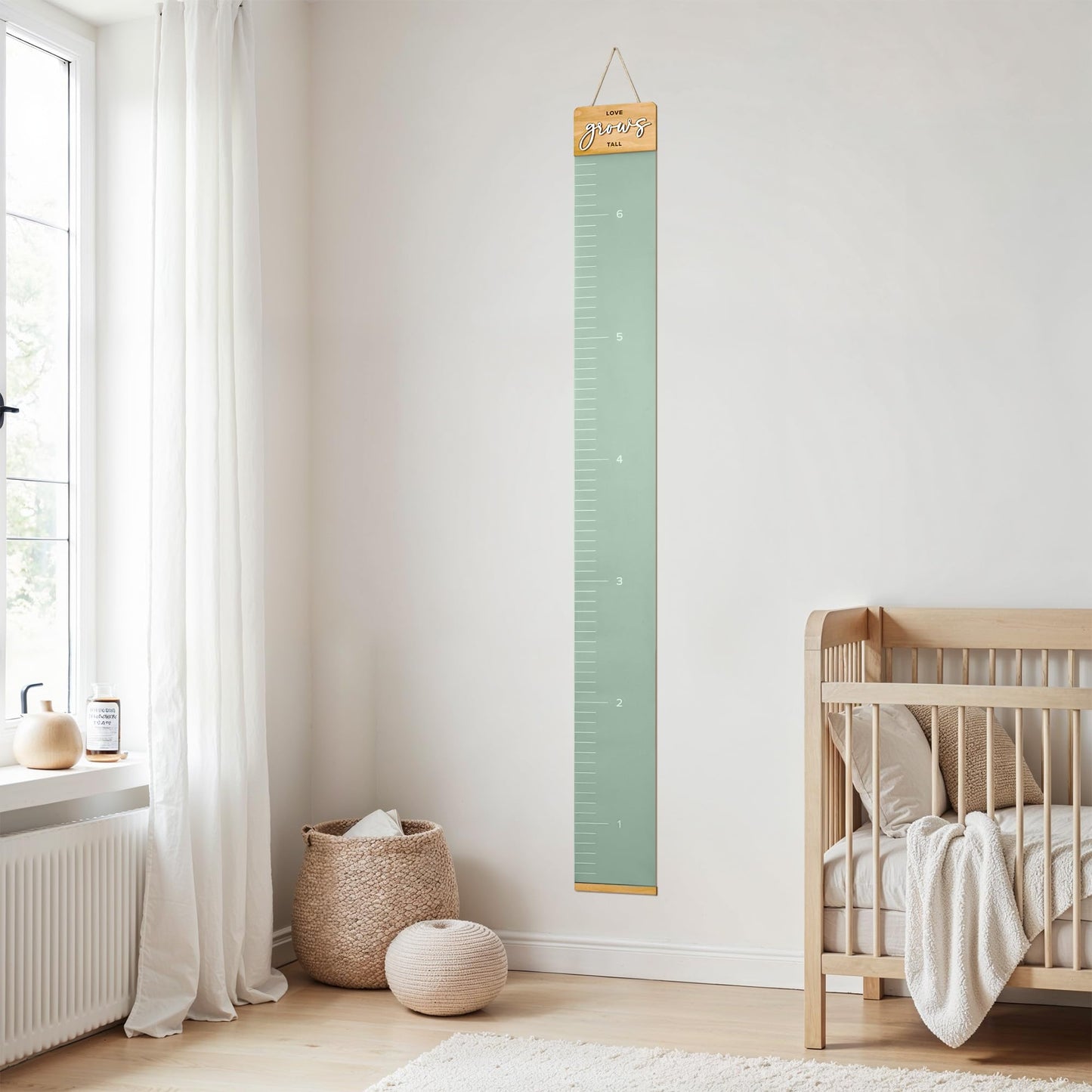 Beautiful Wall Hanging Growth Chart for Kids - The Perfect Height Measurement Chart to Track Your Kids Growth - Modern Nursery Or Playroom Wall Decor