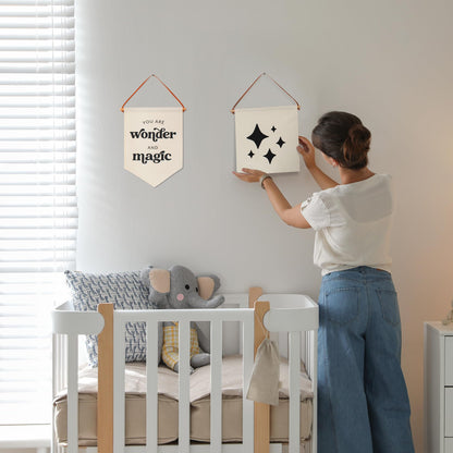 Beautiful Nursery Wall Decor Signs - Set of 2 Cute Designs That Are Perfect for Your Toddlers or Kids Playroom - Quality Canvas Banner Completes Every Boys & Girls Room Decoration
