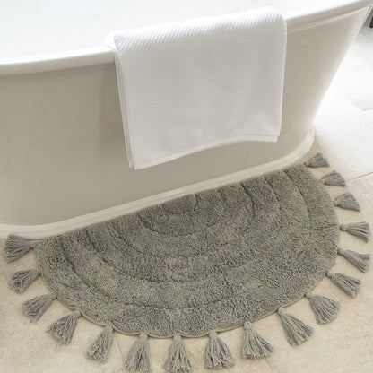 Beautiful Boho Rug for Your Bathroom - A Cute Half Circle Bath Mat That Fits Perfect To Every Bath Decor - Ideal to Brighten Up Your Bohemian Bathroom & Bedroom at Home