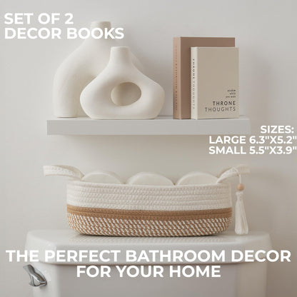 KIBAGA Faux Books Set of 2 for Bathroom Decor - Decorative Book Boxes for Your Restroom - The Perfect Modern Decoration for The Guest Bathroom