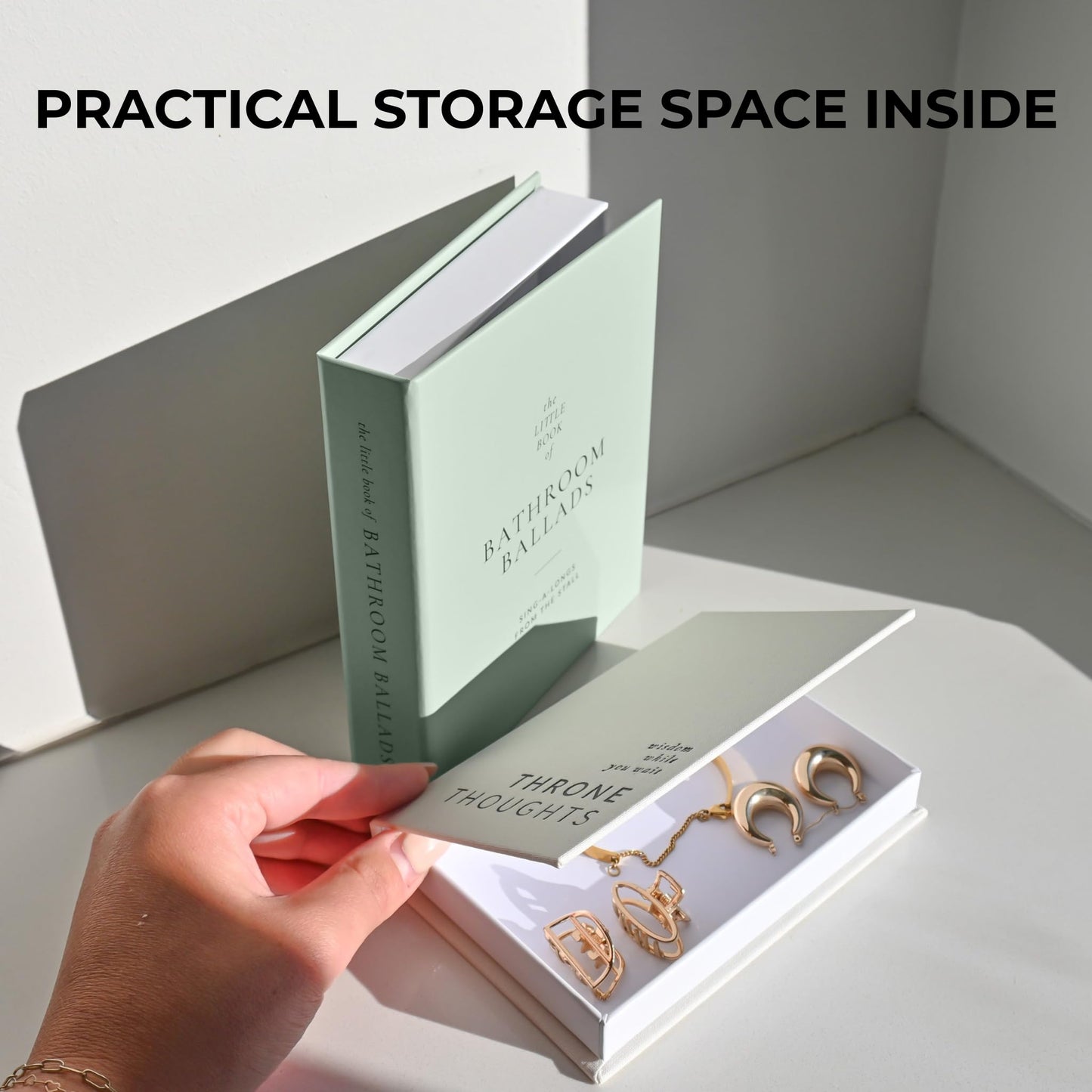 KIBAGA Faux Books Set of 2 for Bathroom Decor - Decorative Book Boxes for Your Restroom - The Perfect Modern Decoration for The Guest Bathroom