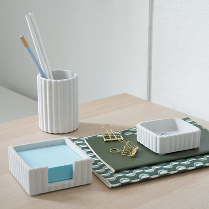 Modern Aesthetic Desk Accessories Set of 3 - Stylish Concrete Organizers for Pens & Office Supplies - A Cute and Functional Addition to Your Workspace Decor