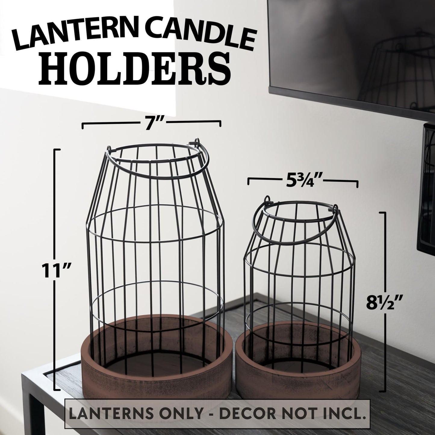 Rustic Farmhouse Lantern Decor - Stylish Decorative Lanterns for Your Living Room, Fireplace Mantle or Kitchen Dining Table - Modern Upscale Beauty for Your Entire Home