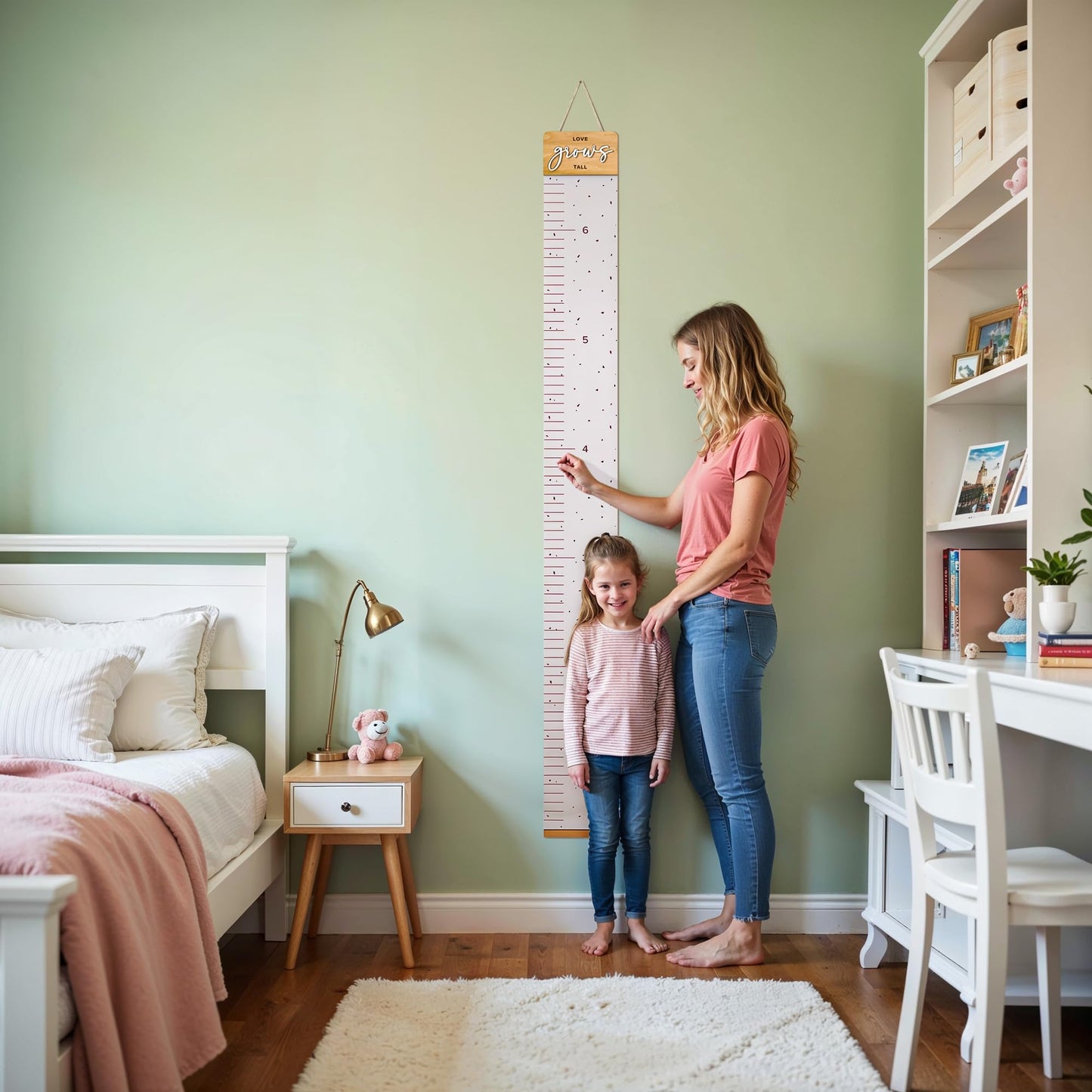 Beautiful Wall Hanging Growth Chart for Kids - The Perfect Height Measurement Chart to Track Your Kids Growth - Modern Nursery Or Playroom Wall Decor