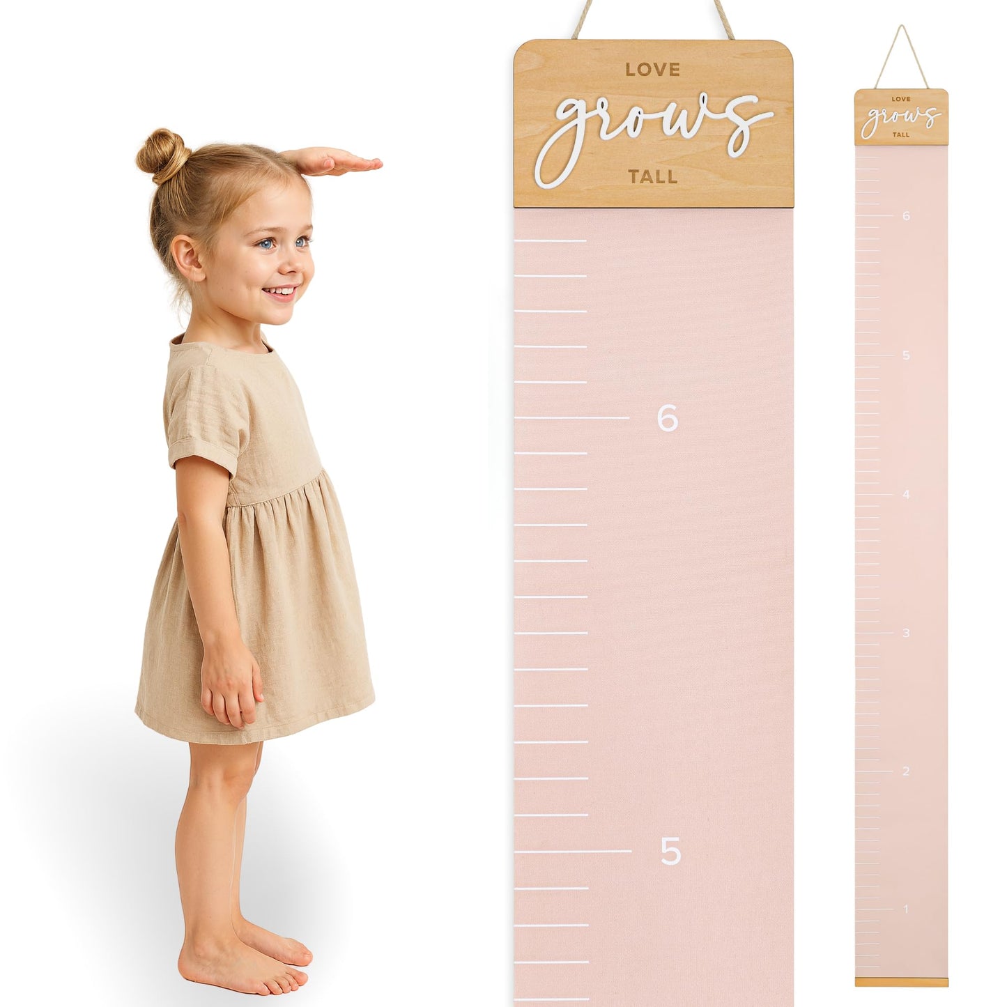 Beautiful Wall Hanging Growth Chart for Kids - The Perfect Height Measurement Chart to Track Your Kids Growth - Modern Nursery Or Playroom Wall Decor