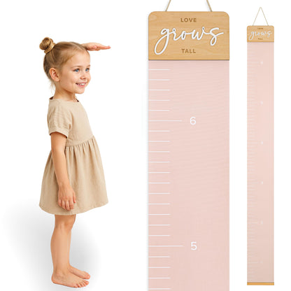 Beautiful Wall Hanging Growth Chart for Kids - The Perfect Height Measurement Chart to Track Your Kids Growth - Modern Nursery Or Playroom Wall Decor