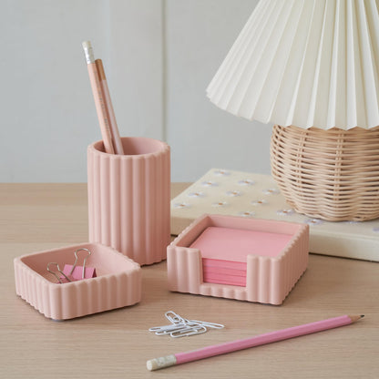 Modern Aesthetic Desk Accessories Set of 3 - Stylish Concrete Organizers for Pens & Office Supplies - A Cute and Functional Addition to Your Workspace Decor