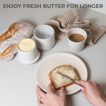 Beautiful Ceramic Butter Crock For Kitchen Countertop – Premium Container with Water Seal is Perfect to Keep Your Butter Fresh, Soft and Spreadable - Easy to Use French Butter Holder with Lid