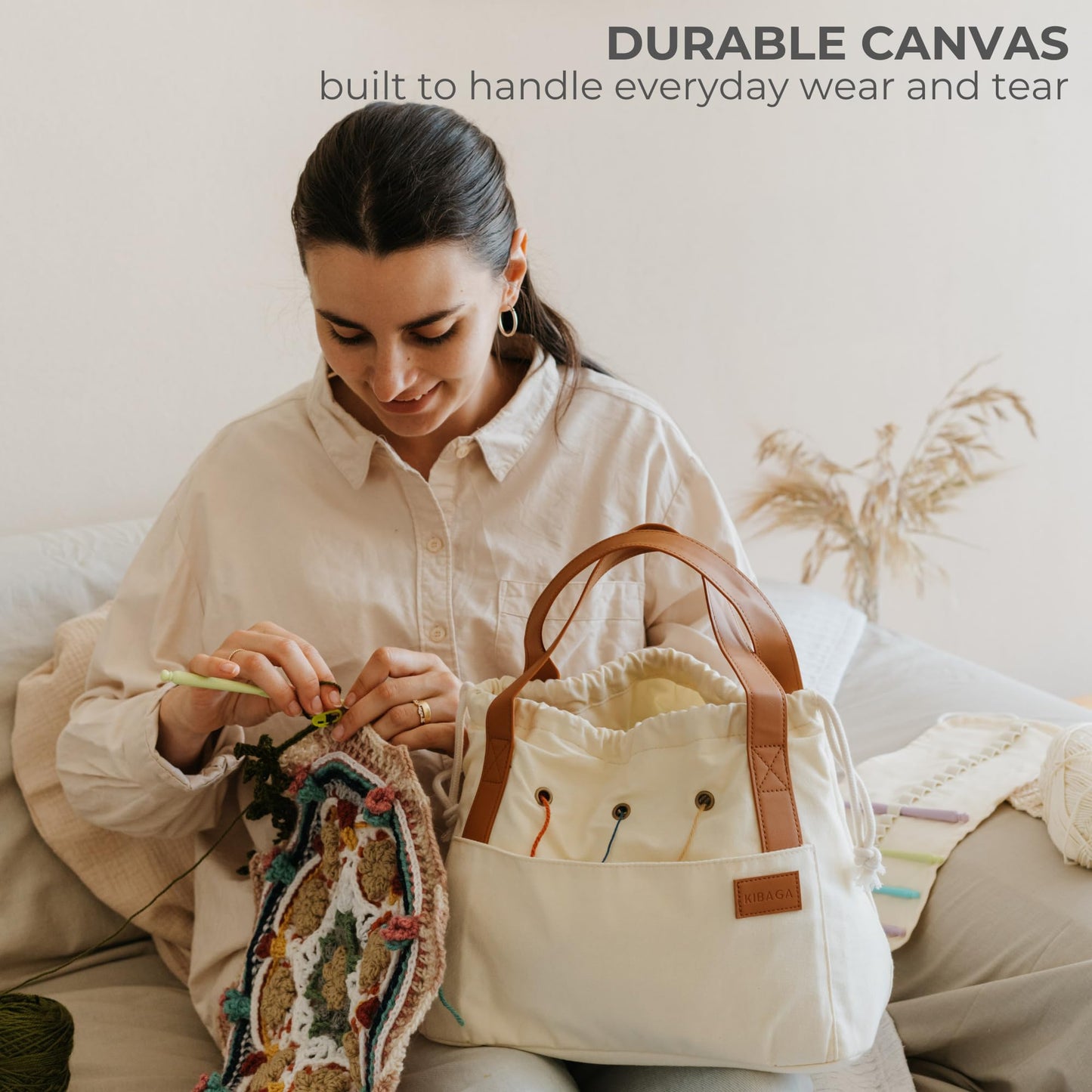 Stylish Crochet Yarn Bag - Modern Knitting Bag To Organize Your Crocheting Accessories, Needles, Hooks and Supplies - Convenient Yarn Holder Bags Perfect As Gifts
